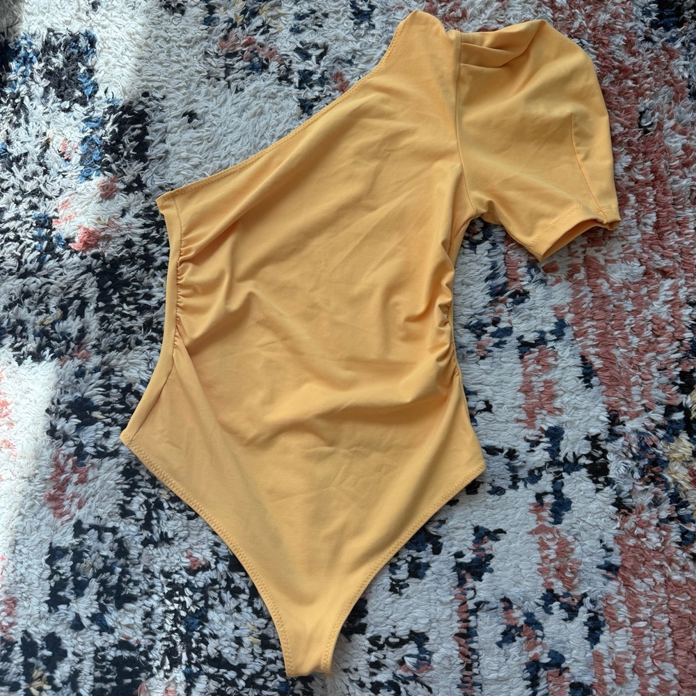 Free People Something 'Bout You Yellow One-Shoulder Bodysuit